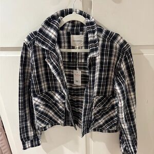 Lucky Brand Black & White Plaid Shirt Jacket